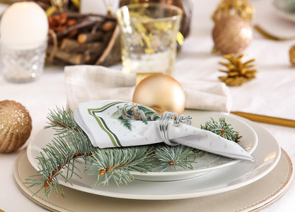 Arquiel Winter Woodland Deer Cloth Napkins Set of 6, 100% Cotton
