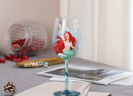 NymphFable Mermaid Ocean Hand-Painted Wine Glass Gift for Women, 15 oz