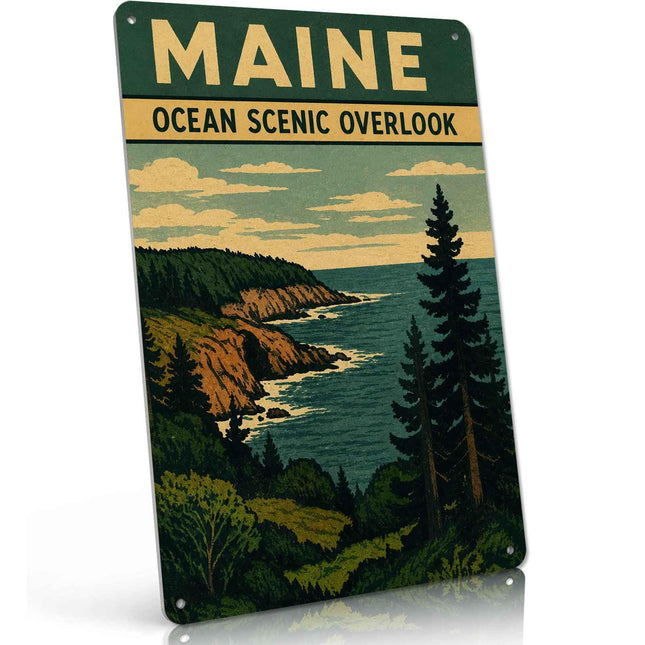 Maine Ocean Scenic Vintage Metal Signs 8 X 12 Inch
