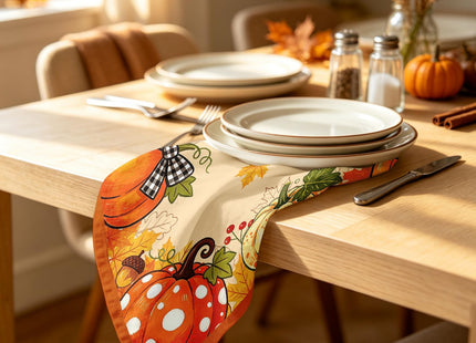 Fall Pumpkin Cloth Napkins Set of 4, Pumpkin Dinner Napkins 18x18 Inch