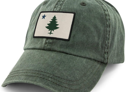 Vintage Maine Flag Washed Dad Hat Dark Green