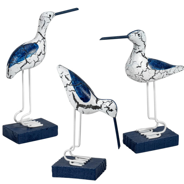 EVINIS 3Pcs Wooden Coastal Decor, Bird Figurines Nautical Decor for Home,Table,Balcony,Garden, Beach Outdoor Decor