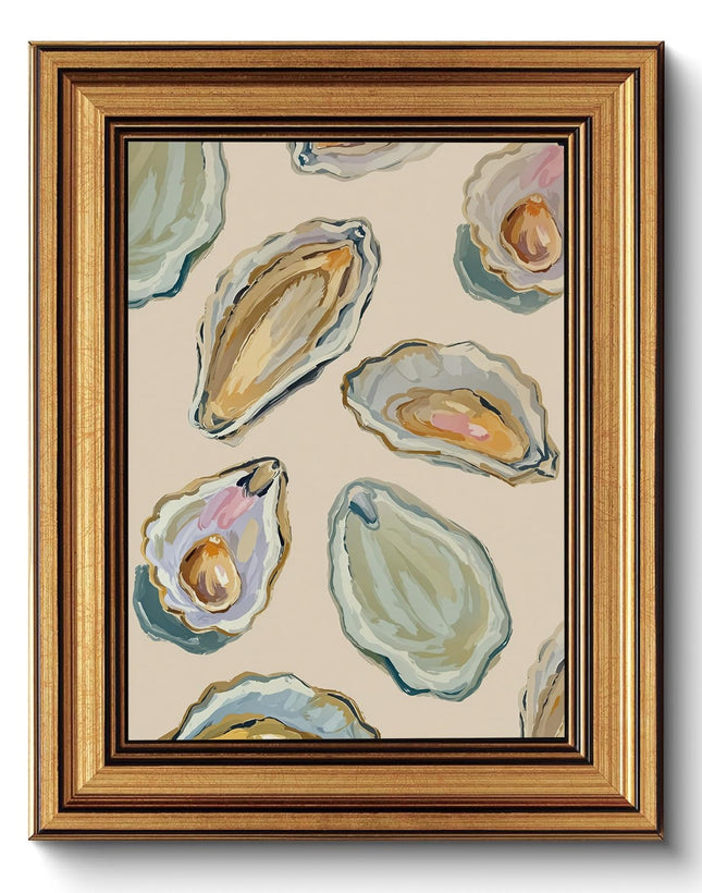 Gold Framed Oyster Wall Art Coastal Kitchen Wall Decor 8x10in
