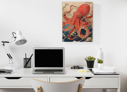 Octopus Canvas Wall Art Retro Ocean Waves Modern ArtWork 12'' x 16"