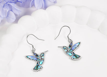 Hummingbird Earrings Abalone Shell 925 Sterling Silver Bird Earrings Dangle Hummingbird Jewelry Gifts for Women Mom Hummingbirds Lovers