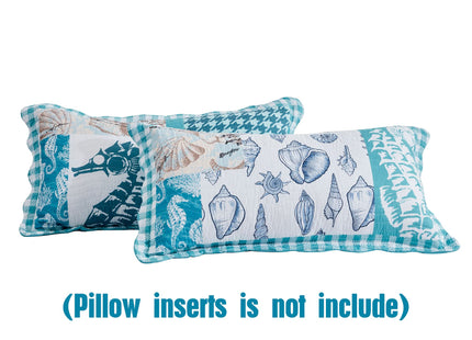 HZ & HY Oversized King Bedspreads, Coastal Seahorse