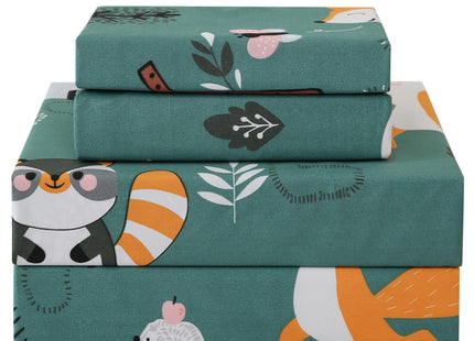 JSD Green Forest Animals Kids Twin Sheet Set 3 Piece