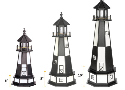 DutchCrafters Cape Henry, VA Lighthouse with Dusk to Dawn Solar Outdoor Lighting, Outdoor Statues for Garden, Solar Garden Decor - Amish Made in USA (Patriot Blue & White, 3' with Base)