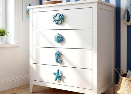 8 Pcs Coastal Nautical Cabinet Knobs, Beach Ocean Themed Drawer Knobs, Blue