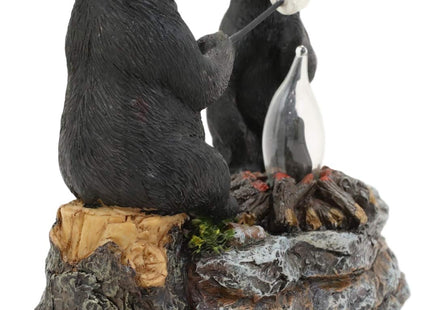 Ebros Whimsical Rustic Forest Black Bears Father and Son Making Marshmallow Smores by Bonfire Campfire Night Light Small Statue Woodland Cabin Lodge Decor Bear Figurine As Decorative Home Accent