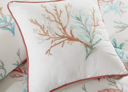 DH 6 Piece Vibrant Orange Pink Blue White King Quilt Set, Coral Tourquoise Teal Starfish Beach Themed Bedding Sea Shell Anchor Reversible Nautical Coastal Sand Dollar Ocean Sea Life, Cotton