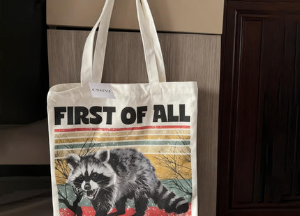 CSHVJ Sarcastic Raccoon Tote Bag Funny Raccoon Gifts for Women Beach Bag