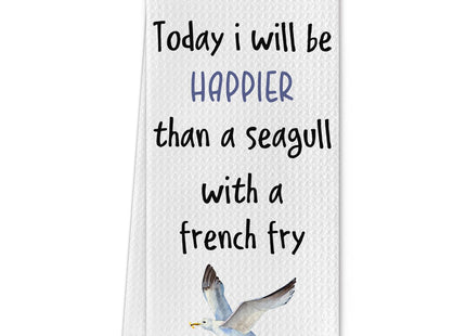 Cilrii Funny Seagull Kitchen Hand Towels,Funny Seagull Dish Towels Lovers Gifts for Women,Tea Towels for Kitchen Bathroom Decor 16 X 24