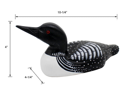 CVHOMEDECO. Primitives Hand Engraving and Painted Wood Loon Farmhouse Figurine Decorative Accent, 10-1/4 Inch