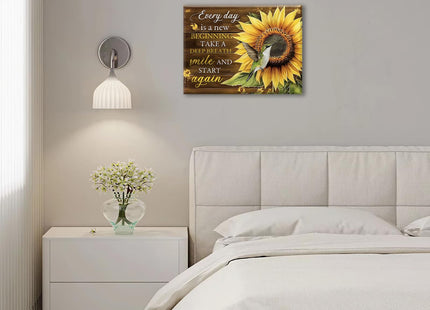 Estused Farmhouse Hummingbird Wall Art Hummingbird Sunflower Decor 16"x12"