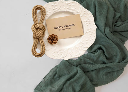 3Pcs Forest Green Cheesecloth Table Runner 120 Inches for Party Home Decor