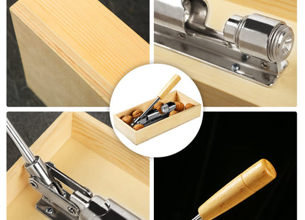 Artcome Heavy Duty Pecan Nut Cracker Tool with 1 Crab Cracker, 2 Wide Crab Forks, Wood Handle Base with Rectangular Wooden Box Base for Walnuts, Chestnuts, Almonds, Pecans, Hazelnuts, etc