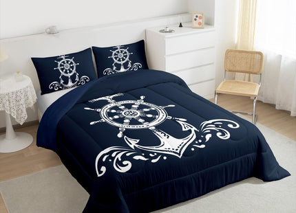 Erosebridal Nautical Anchor Bedding Set, Ocean Sailboat Navy Blue