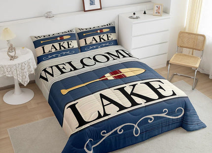 jejeloiu Lake House Paddle Relax Comforter Set Twin Size Kids Boys