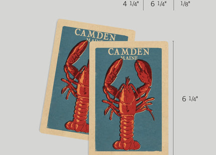 Camden, Maine, Lobster, Woodblock (4x6 Birch Wood Postcards, 2-Pack Stationary, Rustic Home Wall Decor)