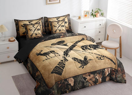 Erosebridal Hunting and Fishing Comforter Set Full 7 Piece Tree Camo Bedding Set with Sheets for Kids Adults Woodland Wildlife Bass Fish Duck Bear Deer Bed in A Bag Rustic Farmhouse Cabin Bed Set