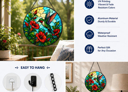 Hummingbird Stained Glass Sun Catcher Window Hanging