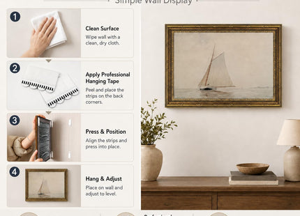 Vintage Gold Framed Sailboat Canvas Wall Art