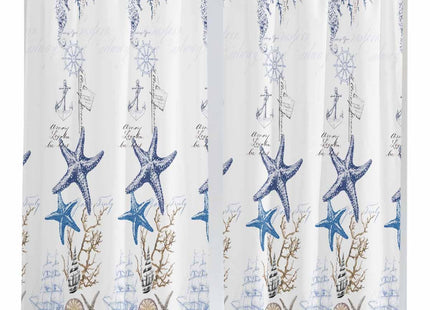 Ocean Beach Starfish Kitchen Curtain 63 Inch Length Drapes for Cafe/Living Room, Blue Coastal Coral Shell Nautical Boat Window Treatment Rod Pocket Bathroom Bedroom Drapery Panels Curtains, 84x63