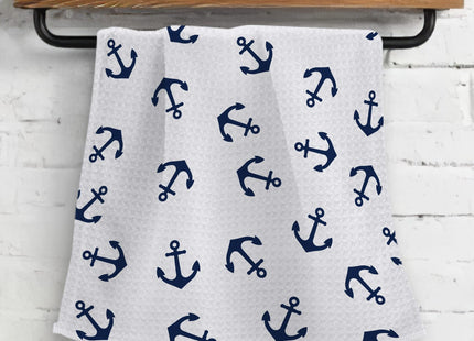 OHSUL Nautical Anchor Pattern Highly Absorbent Beach Towels Kitchen Towels Hand Towels Bath Towels,Anchor Sign Guest Towels Tea Towel for Bathroom Kitchen Hotel Gym Spa Decor,Ocean Lovers Gifts