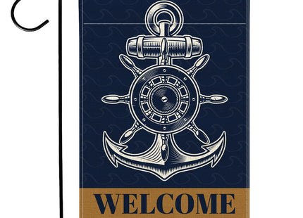 Nautical Welcome Aboard Garden Flag 12x18 Inches - Boat Garden Flag Double Sided Decor for Coastal Lake House Outside Porch House Yard Cruise Ship Decoration