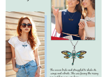 Sureio 6 Pcs Dragonfly Necklace for Women, Enamel Pendant,Dragonfly