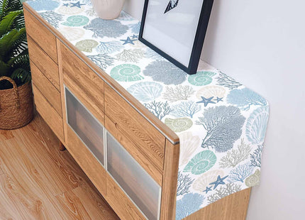 Nautical Coastal Table Runners Ocean Beach Coral Table Runners for Dining Room Starfish Blue Teal Dinner Runner Kitchen Indoor Outdoor Patio Party Decor, 13x72 Inch