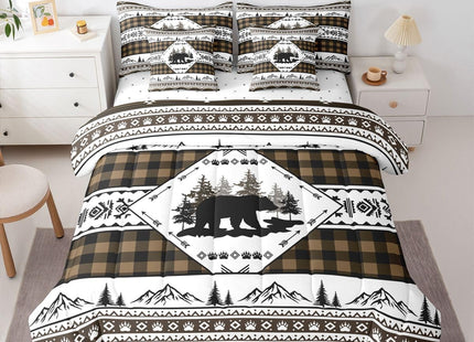 Feelyou Bear Comforter Set with Sheets 7 Piece Queen Size Rustic Cabin