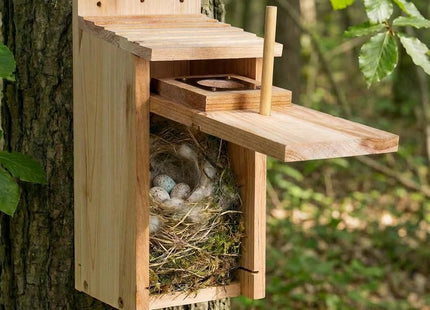 KraAra Bird Houses for Outside Clearance with Copper Guard, Pine Bird House Outdoor, Bluebird Finch Swallow Wren Chickadee No Assembly Required, 1 Pack