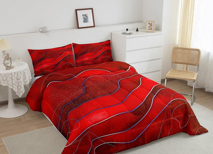 Erosebridal Red Ombre Comforter Set Twin Modern Minimalism Bedding Set, Ocean Marine Wave Bedding Comforters & Sets Coastal Beach Duvet, Abstract Art Quilt Comforter Gold Metallic Gradient Decor 2pcs