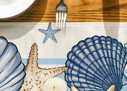 Artoid Mode Sea Shell Starfish Summer Table Runner,Spring Ocean Kitchen Dining Table Decoration for Home Party Decor 13x72 Inch