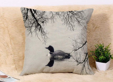 Topyee Throw Pillow Cover 18x18 Inch Custom Black White Loon Wall Travel Home Decor Pillowcases Square Pillow Cases Cushion Covers for Sofa Couch Bed