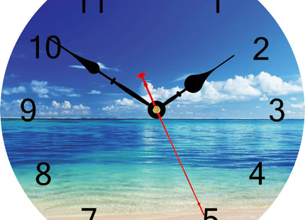 TAHEAT Coastal Beach Wall Clock, Blue Nautical Bathroom Decor, Decorative Battery Operated Silent Non Ticking Wall Clocks for Living Room Kitchen Bedroom Office, 12 Inch