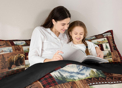 Feelyou Cabin Bear Comforter Set Queen Size for Boys Girls