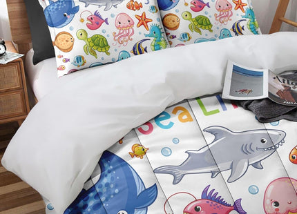 Nesphy Comforter Set of 3, Twin, Bedroom Decor Sea Turtle