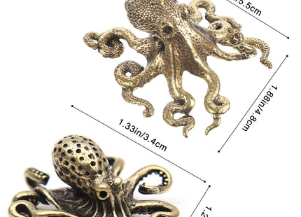 MHYGKTXRA 2pcs Octopus Decor Statue,Chinese Brass Octopus Sculpture, Animal Collectibles Figurines Home Fengshui Desktop Ornaments for Bathroom Office Decor