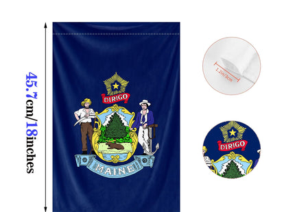 Maine State Garden Yard Flag 12x18Inch American Territories ME Yard Banner Vertical Double Sided Polyester Small Flag Patriotic State Celebration Party Outside Decor