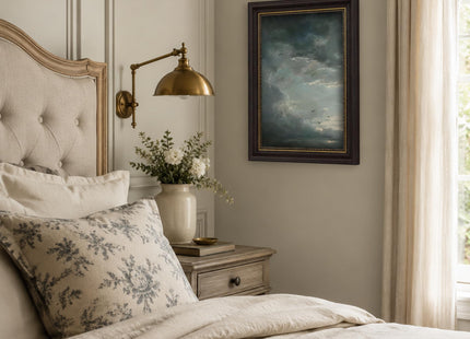 Vintage Moody Landscape Framed Wall Art Stormy Sky Seagull Canvas Prints