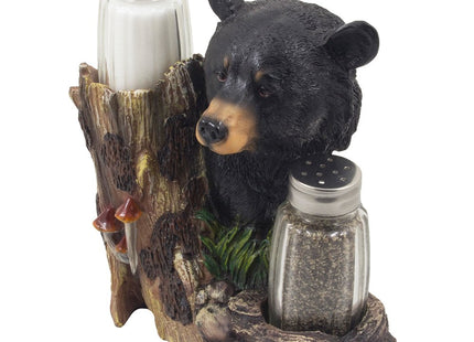 Black Bear Glass Salt and Pepper Shaker Set Sculpture Kitchen Decor in Rustic Lodge and Cabin Figurines by Home-n-Gifts