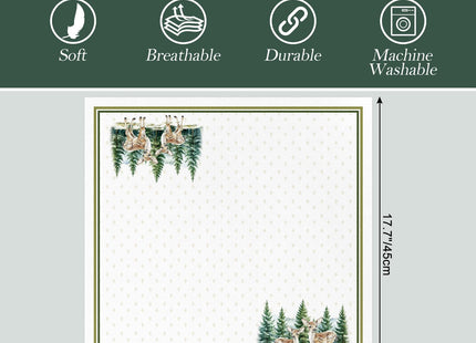 Arquiel Winter Woodland Deer Cloth Napkins Set of 6, 100% Cotton