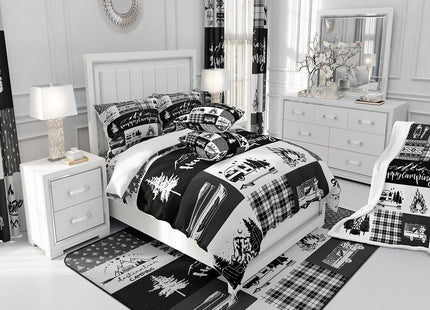 Castle Fairy Camper Adventure Full Size Comforter Set,Happy Camping Plaid RV Inside Decor Bedding Comforters Bedroom Collection,Arrow Hunt Cabin Rustic Farm Check Bedding Set for Girls Teens