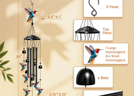 Hummingbird Wind Chimes for Outside, Hummingbird Gifts for Women/Men/Mother