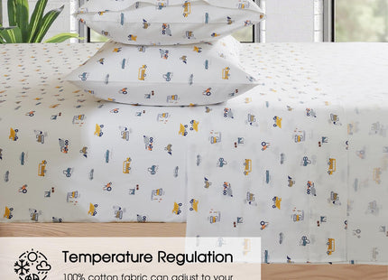 Ivellow Twin Sheet Set 100% Natural Cotton Sheets Soft Breathable Durable Lightweight Crispy Percale Twin Bed Sheets 16" Deep Pocket Elk Forest Patterned Sheets Kids Twin Bedding Dorm Essentials