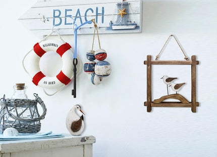 Wood Seabird Beach Wall Hanging Decor Rustic Ocean Seagull Ornaments