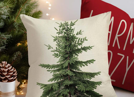 HERHOME Christmas Tree Pillow Covers 18x18 Inch Green Pine Tree Natural